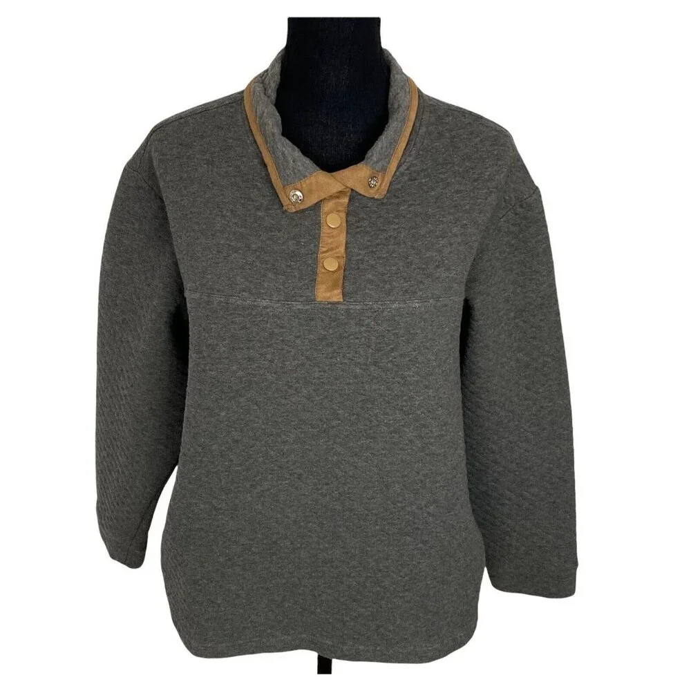 KOOLABURRA‎ by UGG Women Quilted Sweatshirt Funnel Neck Sz 1X Gray Casual 3-3